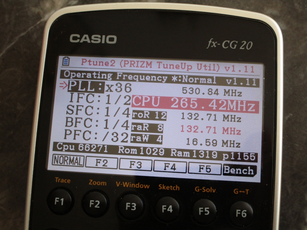 fx-CG20 + Ptune 2 : 265MHz oc