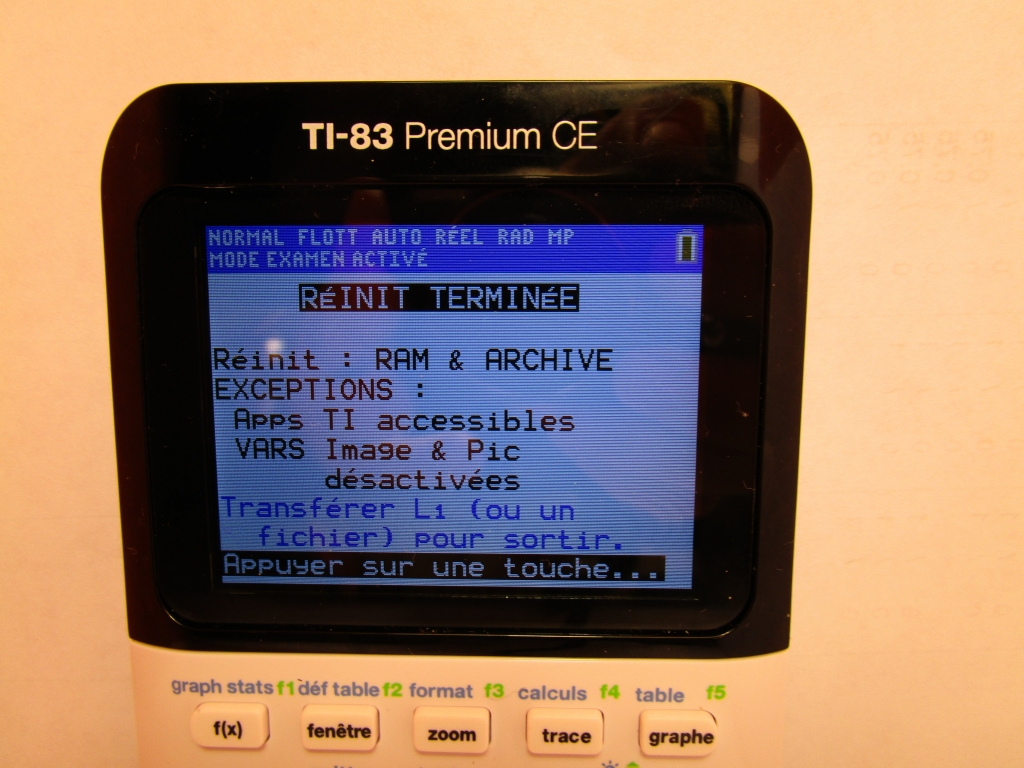 TI-83 Premium CE DVT - Mode Exam