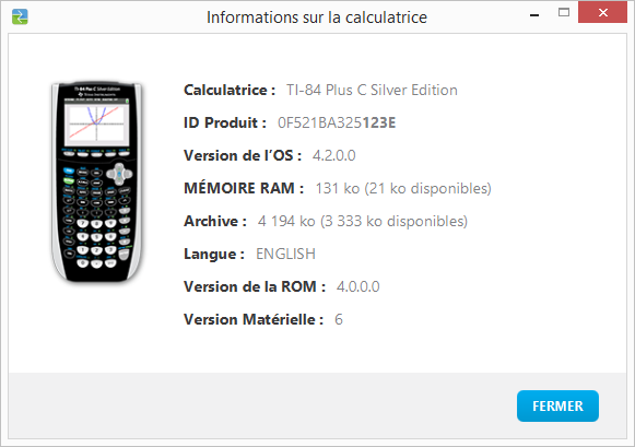 Informations TI-84 Plus C SE