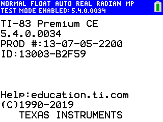 TI-83 Premium CE - 5.4.0.0034 - mode examen