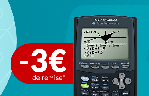 3€ de remise immédiate sur l'achat de ta calculatrice TI-82 Advanced chez les revendeurs partenaires