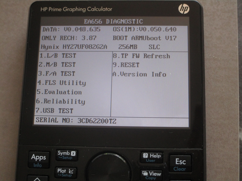 HP Prime G1 diagnostic