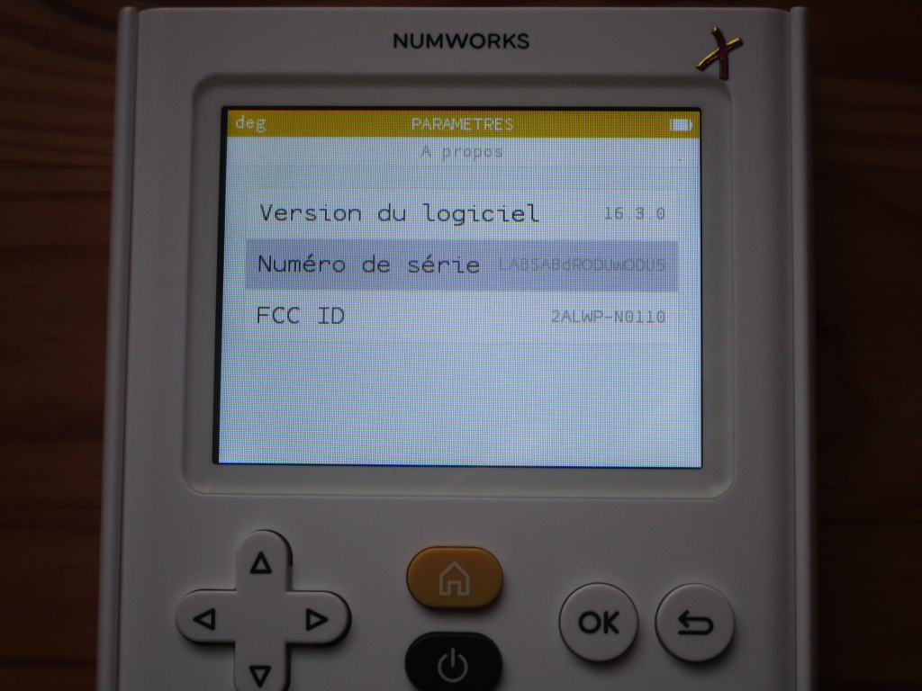 NumWorks N0110 sacrifiée ε16.3.0