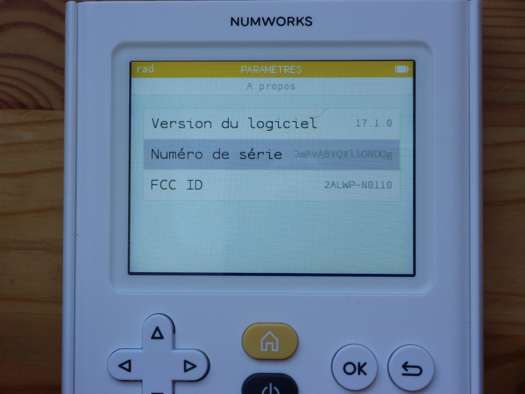 NumWorks N0110 ε17.1.0