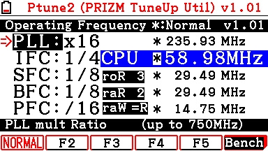 Ptune2 menu on FX-CG20 OS3.10