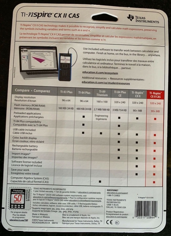 Emballage TI-Nspire CX II CAS