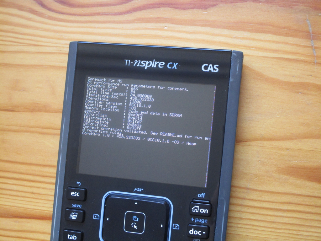 TI-Nspire CX + CoreMark @216MHz