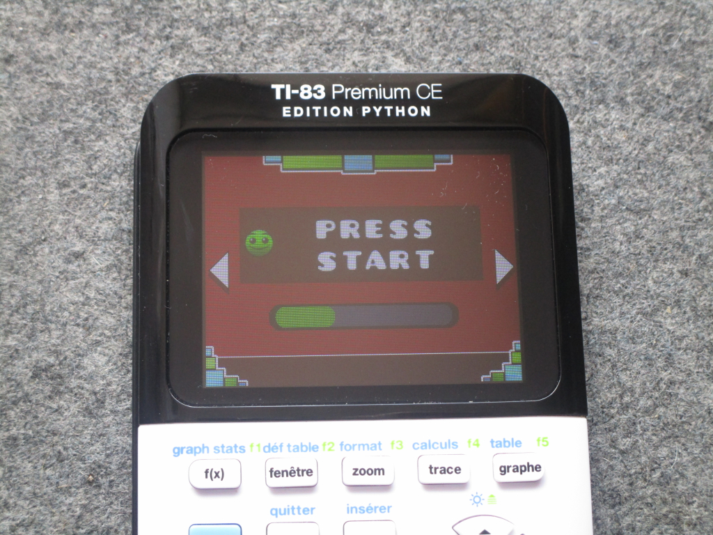 TI-83PCE Geom. Dash Press Start