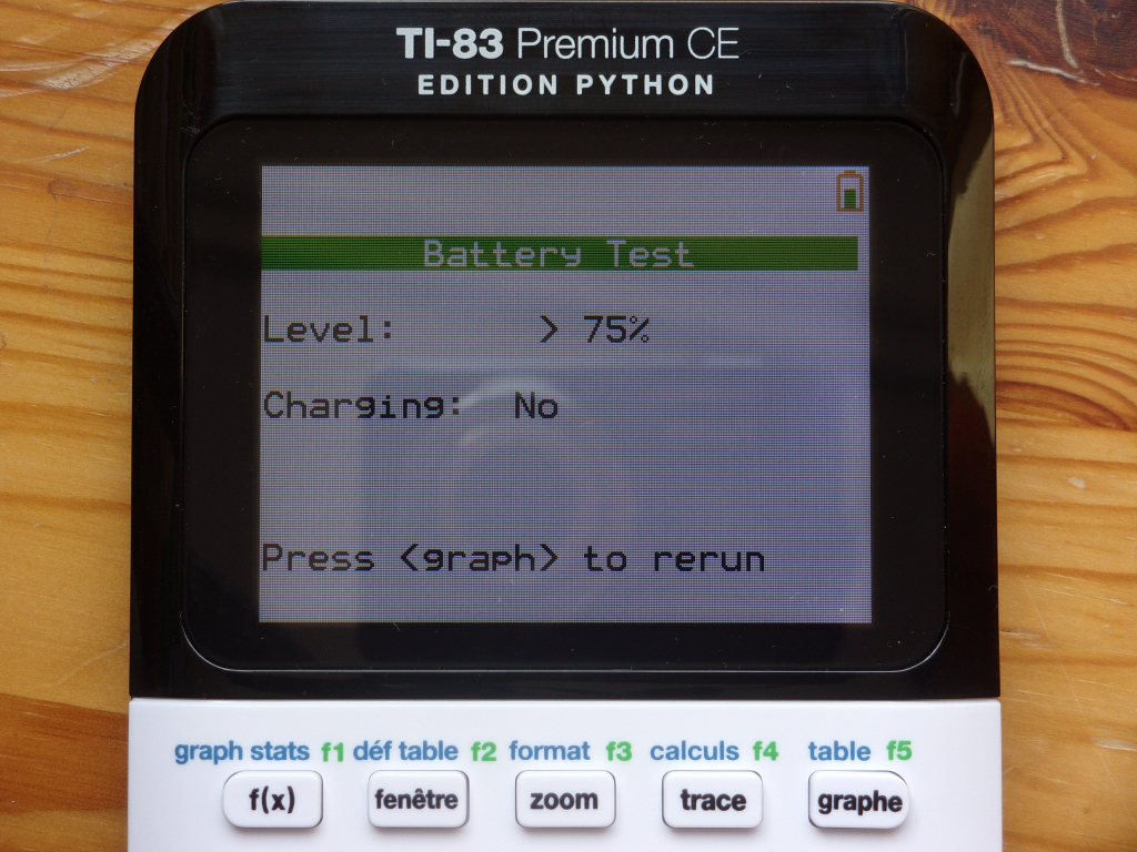 TI-83PCE: diagnostic charge >75%