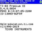 TI-83 Premium CE - 5.4.0.0034 - mode examen